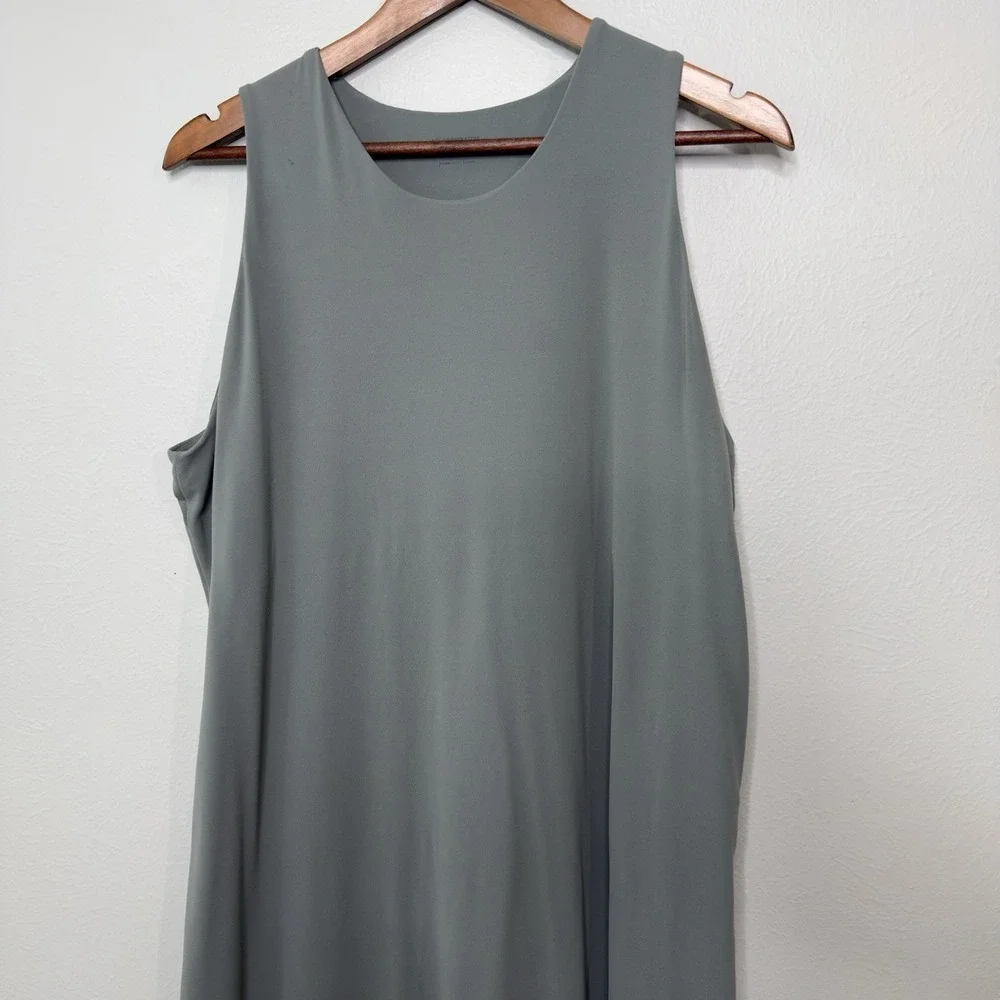 REI Co-Op Womens XL Sun Up Tank Travel Casual Midi Dress Sage Athleisure Stretch - Picture 2 of 11